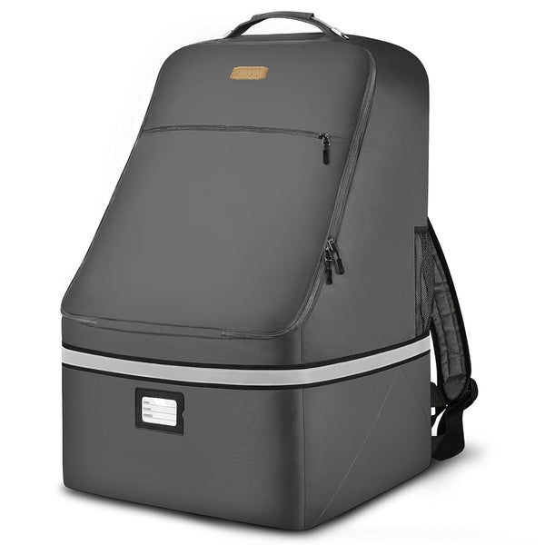 Padded Car Seat Travel Bag, Large Durable Carrier Bag with Steel Cable Handle and Reflective Stripes