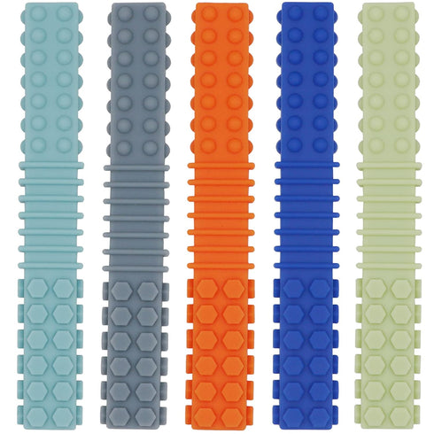 Sensory Chewy Toys for Autistic Children, 5 Pack Silicone Chew Tube Teething