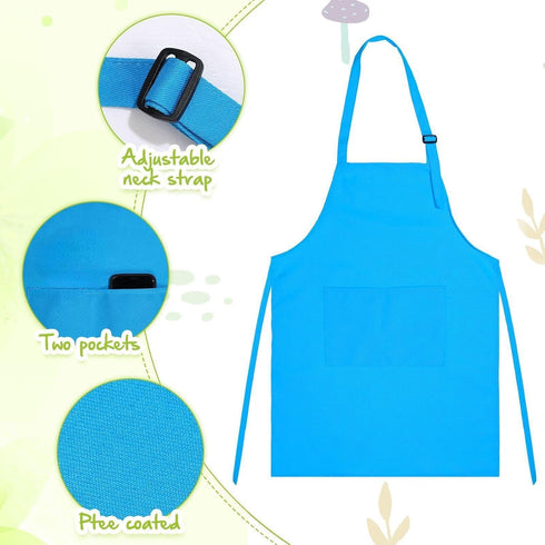 28 Set Handepo Pcs Kid Apron and Chef Hat Adjustable Bib Apron with Pockets for Kids Cooking Baking Painting Crafting
