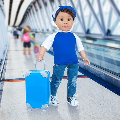 24 18 Inch Set Ecore Fun Pcs Boy Doll Clothes and Accessories Suitcase Play Included Travel Carrier Clothes Camera