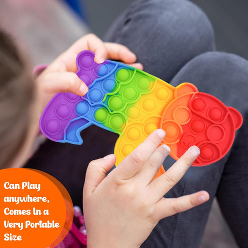only U Set, Set 4 Pack Animals Pop Fidget Toys Silicone Rainbow Dinosaur Popper Fidget for Children, Sensory Squeeze