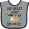 inktastic My Great Aunt Loves Me with Sloth and Hearts Baby Bib