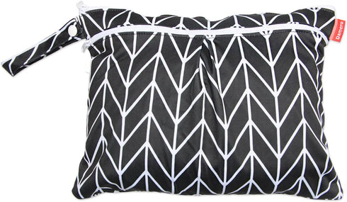 Damero 3pcs Travel Wet and Dry Bag with Handle for Cloth Diaper, Pumping Parts, Clothes, Swimsuit, Black Arrows