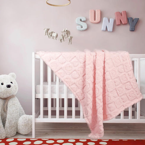 BYKOSY 5 30"x40" Pcs Baby Blanket Heart Checkered Ultra Soft Gift-Ready Plush for Newborns, Nursery & Stroller Beige