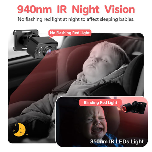 1080P 2 4.3'' Itomoro Baby Car Camera HD Dual-Channel Display Car Baby Camera with IR Night Vision Camera, Easily