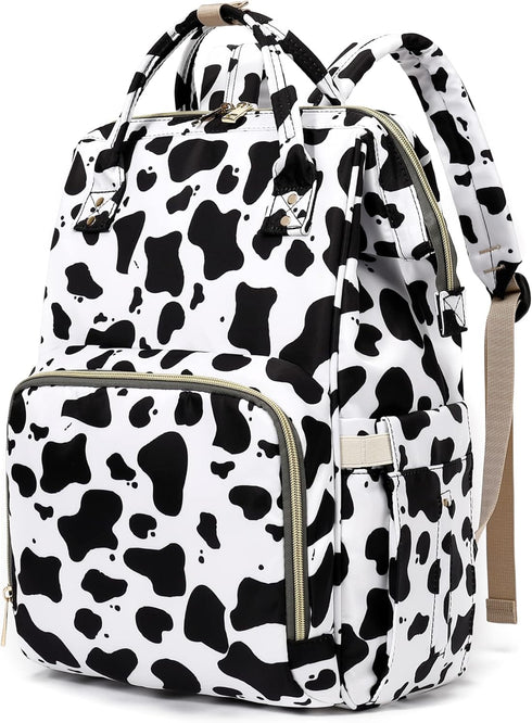 Xunteny Cow Print Baby Diaper Bag Backpack for Girls Boys, Waterproof Large Maternity