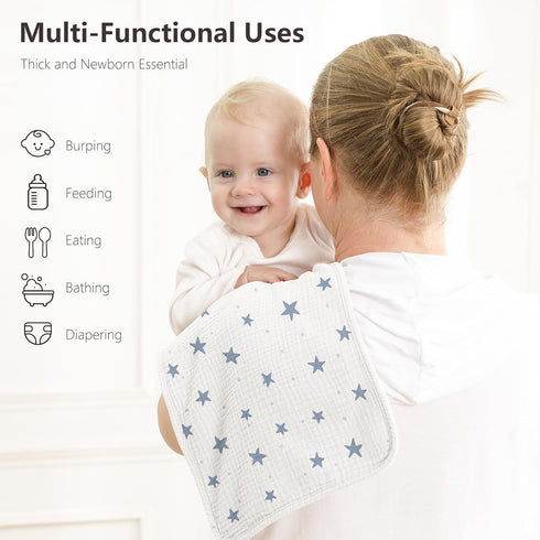 20x10in, 6 Pack Susurration Muslin Burp Cloths, Soft Baby Burping Cloths for Unisex Boys and Girls, Newborn Essentials