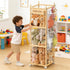 Stuffed Animal Storage,Wooden Zoo Toy Organizer with Wheels & Hanging Net, Cute