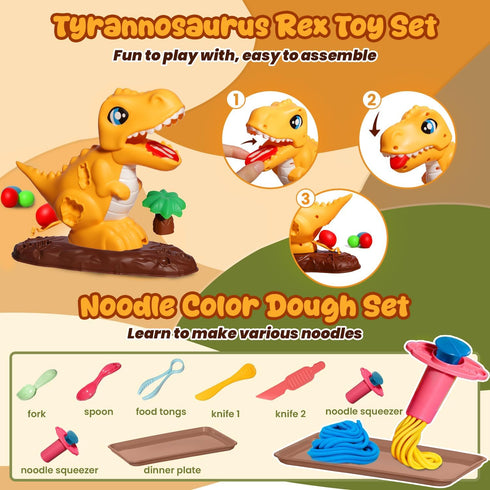Merimon Sets, Set, Set, 3+ (4 1-51 Dinosaur Color Dough Includes Dino Dentist Play Tyrannosaurus Rex Jungle Dinosaur