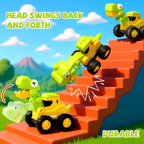 Snugzy 1-3,4 Set,Infant 12-18 Press to Go Car Toys for Toddler PCS Push Go Dinosaur Racing Car Playing Vehicle