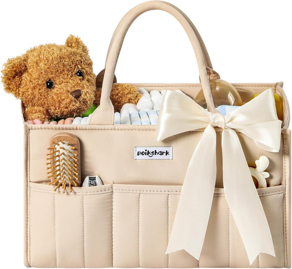 POIKSHARK Baby Diaper Caddy - Stylish Basket for Newborn Essentials, Nursery Storage