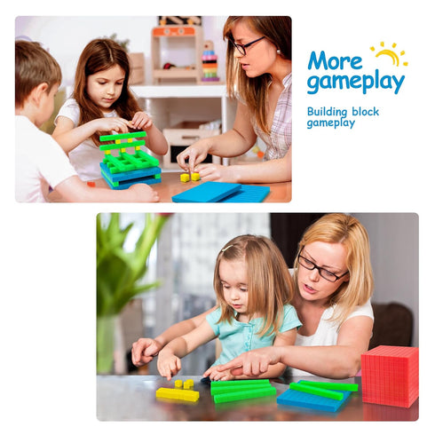 Plastic Base Ten Blocks Set, Maths Manipulatives for 2nd Grade Classrooms, Counting Cubes for Learning Maths