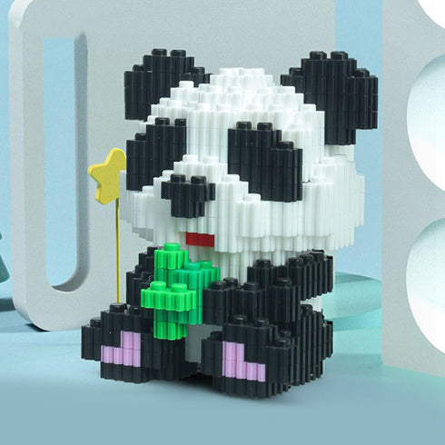 Larcele Micro Building Blocks Animal Set, DIY Mini 3D Toy Bricks, 330 Dots KLJM-10 (Panda Eat Bamboo)