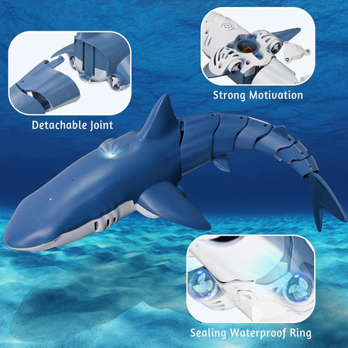 Kafuzi 2.4Ghz 1:18 6 7 8 9 Remote Control Shark Toys for Pool, Scale High Simulation Shark for Kids, Electric RC Sharks