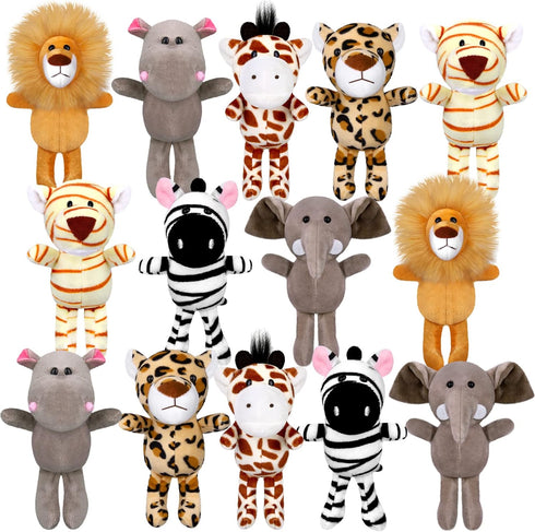 Elcoho 14 Pieces Safari Mini Jungle Animal Plush Toys Small Stuffed Forest