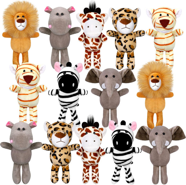 Elcoho 14 Pieces Safari Mini Jungle Animal Plush Toys Small Stuffed Forest