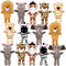 Elcoho 14 Pieces Safari Mini Jungle Animal Plush Toys Small Stuffed Forest