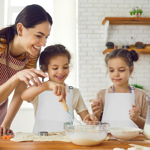 10 Pack Kids Apron, Adjustable Children Chef Aprons with 2 Pockets for Cooking and Crafts