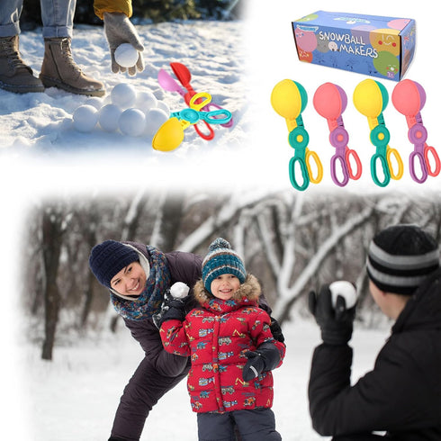 SupMLC 4 Snow Toys, Snowball Maker pcs Winter Snowball Tool Kit with Handle for Snow Ball Shapes Fights Outdoor Winter