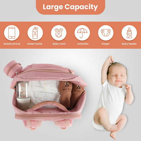 Backpack 28Liters Baby Diaper Bag with Changing Station, Capacity Nylon Baby Registry Mom Bags, Travel Friendly Unisex