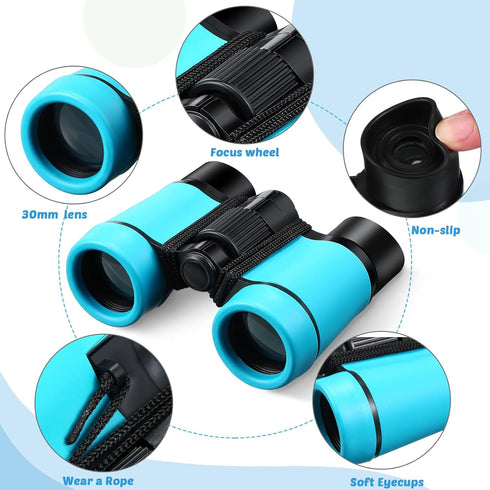 12 Pcs Binoculars for Kids - Shock Proof Educational Learning Binoculars for Age 3-12 Years, Outdoor Activities