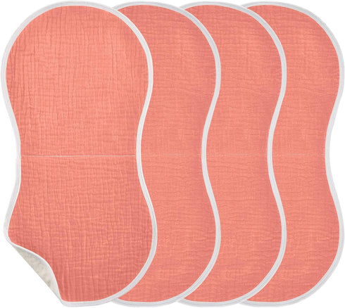 KEIGE 1Pc Girls,11x22in Salmon Burp Cloth,Unisex Large Absorbent Soft Cotton Muslin Burping Cloths for Newborn Boys