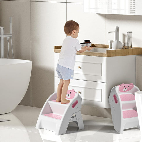TPN A-Frame,10-Second 2-Step Toddler Step Stool for Bathroom Sink and Potty Training Durable Anti-Slip,Anti-Tip
