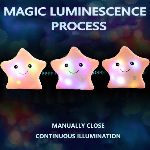 sofipal Creative Twinkle Star Shaped Plush Pillow, LED Night Light Glowing Cushions Stuffed Toys Gifts for Kids