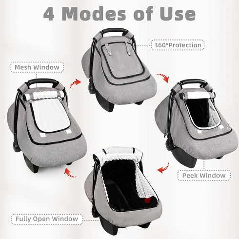 Cozy, Winter Baby Car Seat Cover Waterproof, Windproof Car Seat Covers for Newborns with Double-Layer Window, Infant