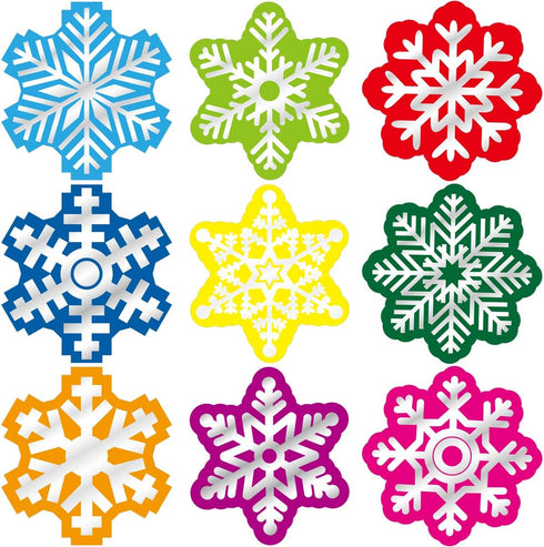 Fancy Land Christmas Stickers, Foil Snowflake Stickers for Holiday Party Supplies, 200Pcs Per Roll
