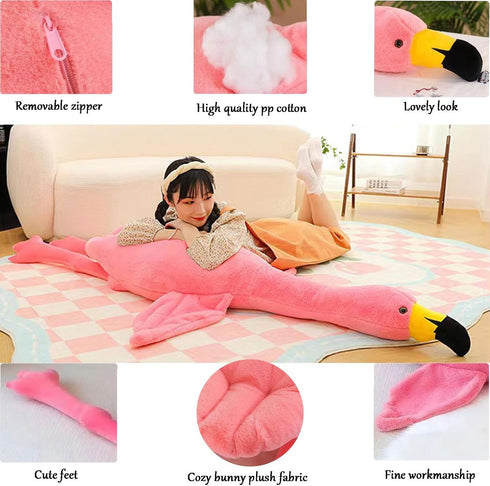 51" Large Pink Flamingo Stuffed Animal, Giant Plush Pillow, Soft Doll Toys, Gift for Kids and Adults