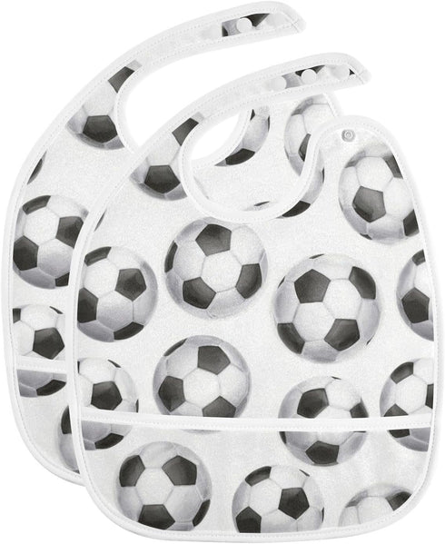 IHCVHQX 1 Pack Baby Feeding Bibs for Boys Girls Soccer Ball Pattern Toddler Infant Bandana Drool Bibs with Pocket
