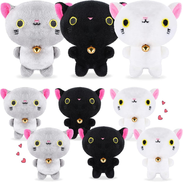 9 Pieces Mini Cat Plush Stuffed Animals, Cute Small Kittens for DIY Keychain Birthday Decoration