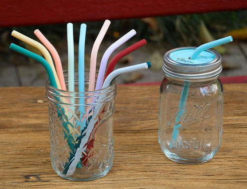 Reusable Thin Short 6.7" Cute Silicone Bendy Straws for Toddlers, Kids, Baby, 6 10 12 oz Wine/Yeti Tumbler,
