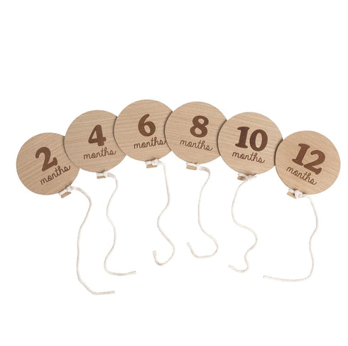 Kate & Milo Baby Monthly Milestone Marker Discs, Reversible Photo Props, Baby Growth and Pregnancy Growth Cards, 1-12 Months, Gender-Neutral Gift, Birthday Balloons