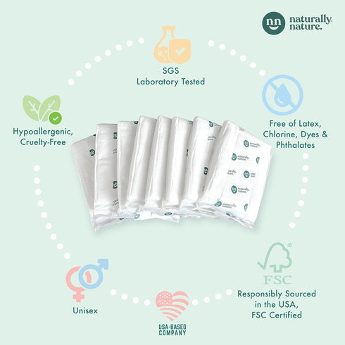 N-3 32-Pack Naturally Nature Overnight Leak-Protection Diaper Booster Pads, for Heavy Wetters, Diaper Liners for Baby