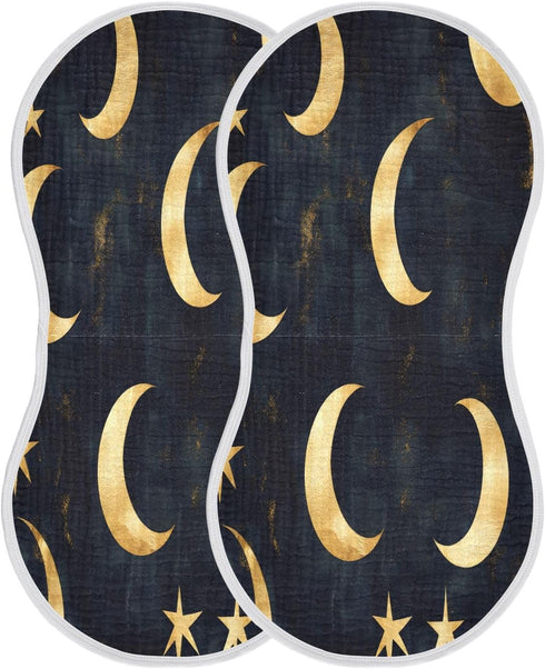 YETTASBIN Moons Stars Muslin Baby Burp Cloth, Super Soft Absorbent Cotton Burp Rag Baby Bibs Feeding Cloth for Newborn