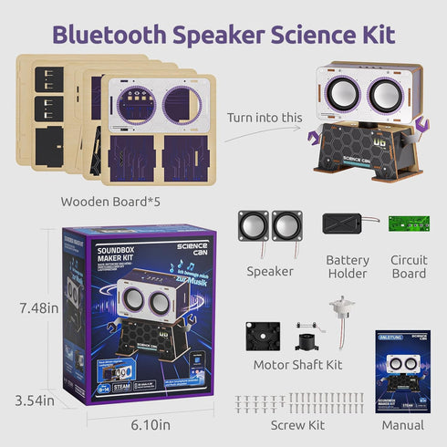 8-13, Science Can STEM Toys for Ages DIY Bluetooth Speaker Kit with Rotating Head Robot, Electronic Stem Kits