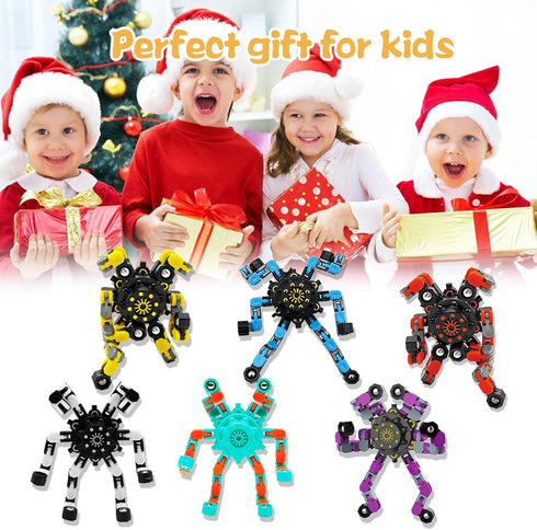 Szcuelz 15PC) Easter Basket Stuffers Transformable Fidget Spinner for Kids and Adults,Deformable Chain DIY Robot