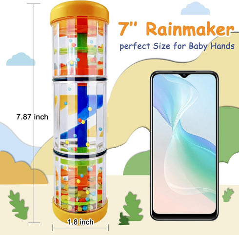 LOOIKOOS Rainmaker Rain Stick Musical Instrument for Babies,Baby Rattle Shaker Sensory Developmental Toy,Raindrops Musical Instrument Toddler Musical Toys for Kids