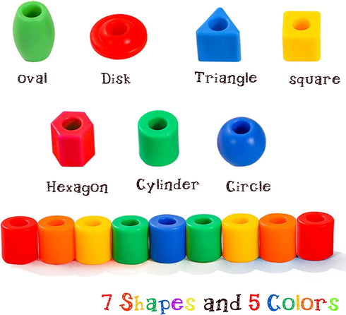 (60 Beads,4 Lacing Beads for Toddlers Stringing Strings) -Educational Montessori Preschool Activities,Toddler Sensory
