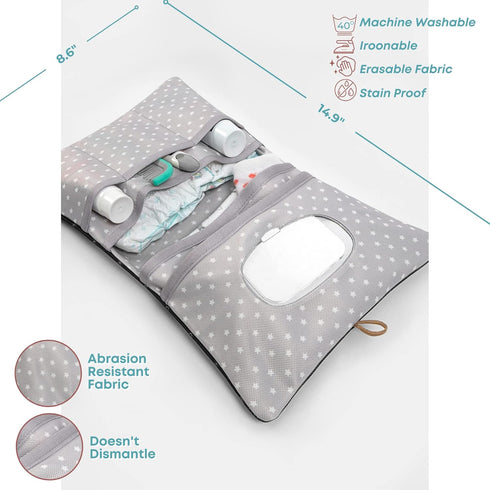 HAMUR Baby Bag Organizer, Portable Stroller Mini Diaper Bag Pouches Travel Gear, Foldable Newborn Baby Essentials Carriage Bag for Boys & Girls (Anchor)