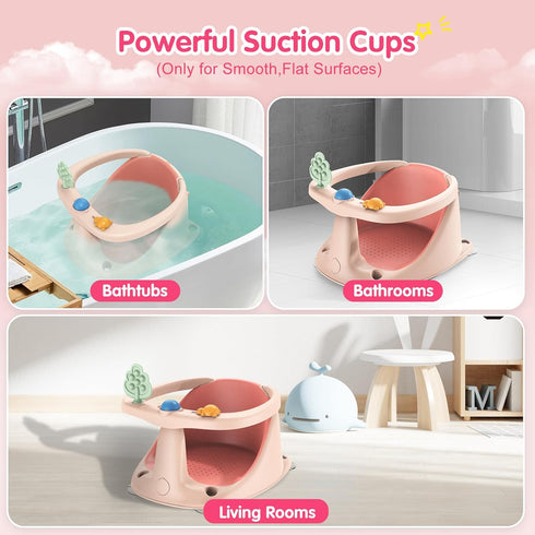 6 Baby Bath Seat for Babies Months & Up, Non-Slip Bath Seats for Babies Sitting up,Bath tub Seat with Suction Cups,Safe