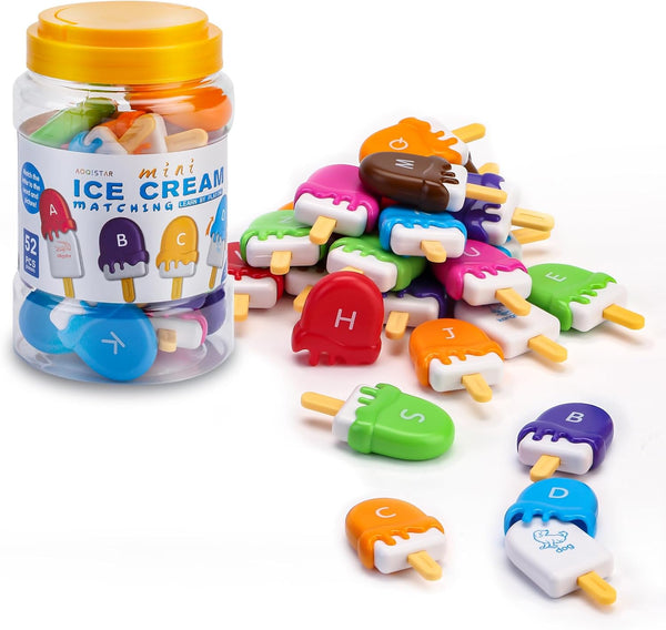 Ice Cream Toys for Toddlers,Montessori Alphabet Learning Color Sorting & Letter Matching