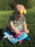 Baby Sensory Security & Teething Closed Ribbon Tag Lovey Blanket with Minky Dot Fabric, 14”X18”