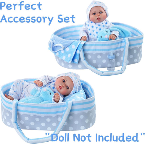 BABESIDE 8 Pcs Reborn Baby Doll Accessories with Bassinet - Outfit Accessories for 17-22 Inch Reborn Doll