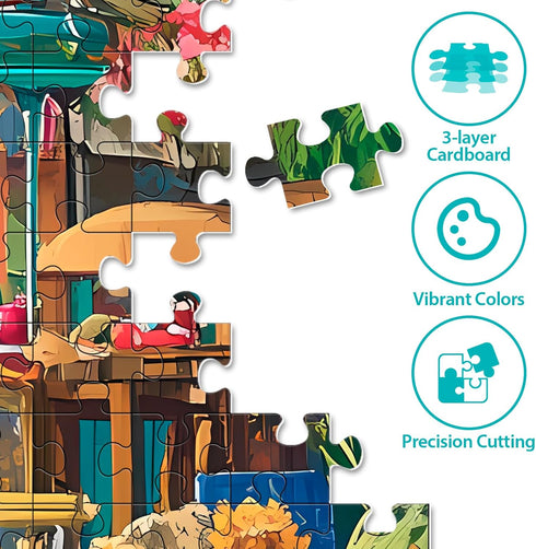 BraniacBits 500 500 20.5 15 inch Pieces Puzzle for Adults, Beach House Flower Puzzle, Recycled Cardboard Jigsaw Puzzles