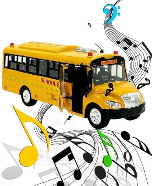 Big Daddy Huge Yellow School Bus - Pull Back Toy School Bus with Lights, Sounds, and Openable Doors for Toddlers