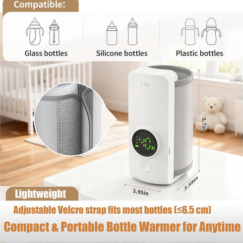 VVU&CCO Charging,6-Speed Nutrition,360 Portable Bottle Warmer,Travel-Easy,Type-C Temperature Control,Locked-in Degree