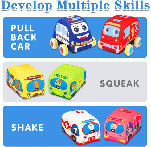 Baby Toys 6 to 12 Months, Soft Car Toys with Playmat Storage Bag, Toddler Toys for 1-2 Year Olds